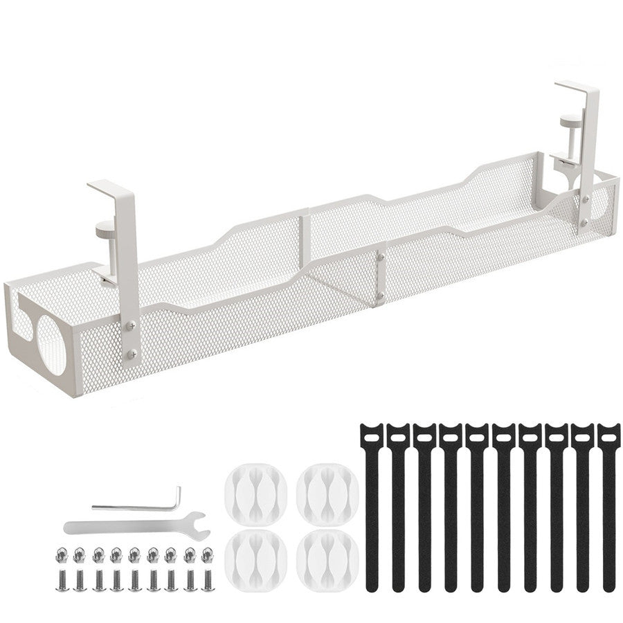 TidyDesk cable management tray in white, under-desk mount